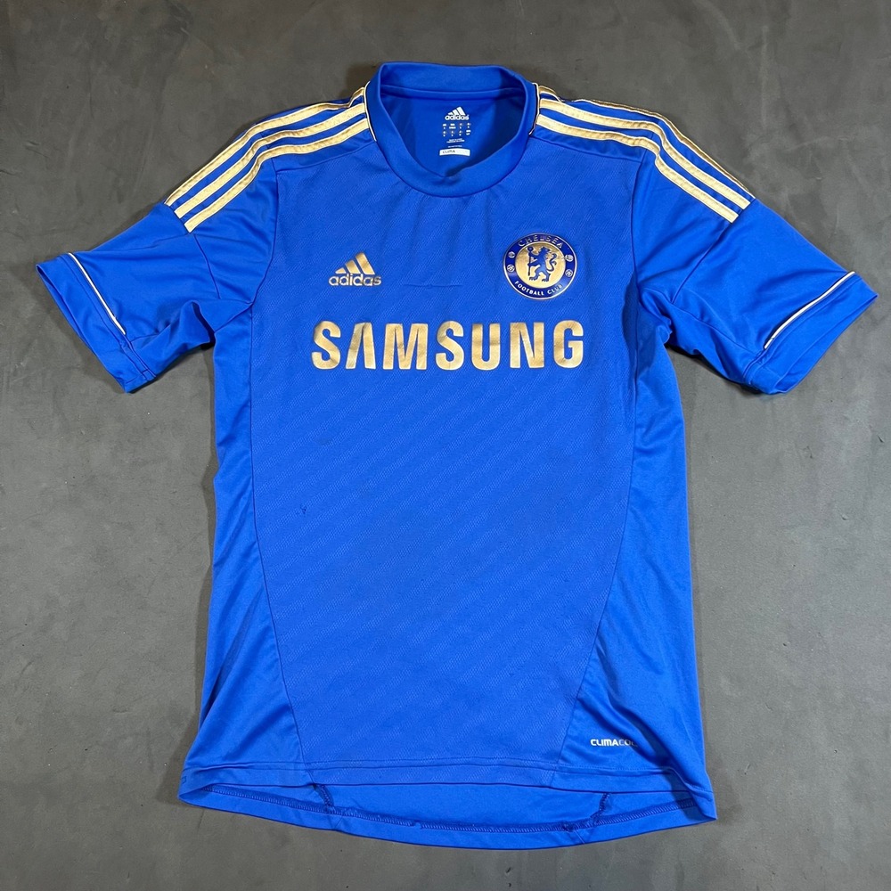 Adidas Chelsea FC Jersey Men Small Blue Gold Samsung Soccer Kit 2012 Home